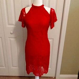 Christmas or Valentines date nite Red cold lace dress